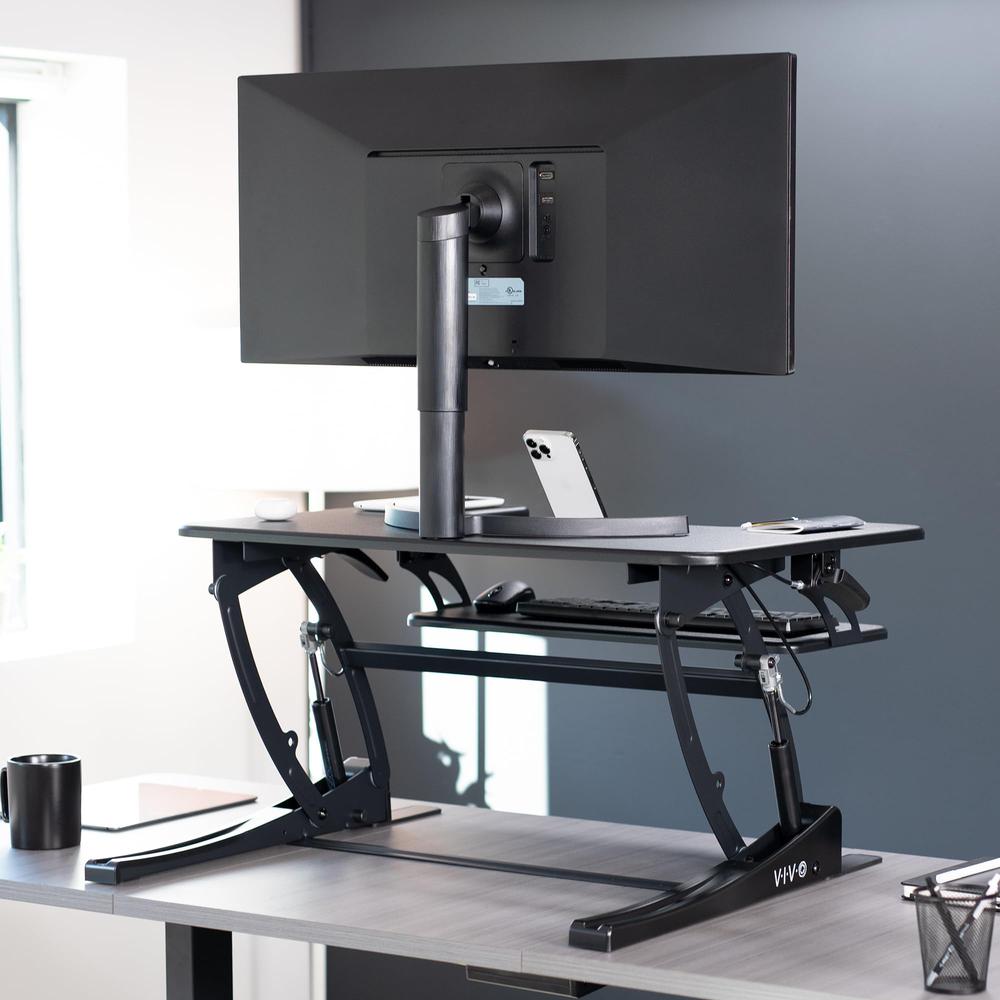 32 inch Height Adjustable Stand Up Desk Converter, V Series. Picture 6