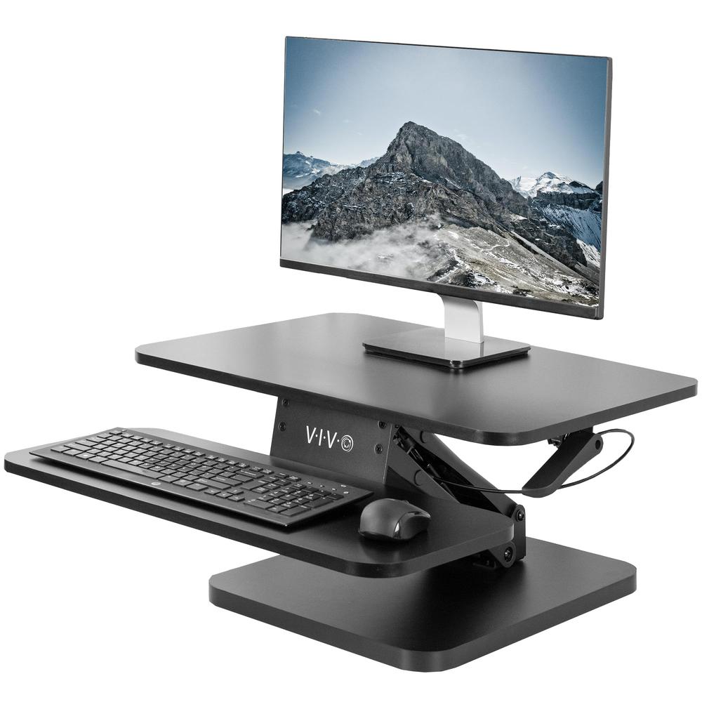 Black Height Adjustable 25 inch Standing Desk Converter. Picture 1