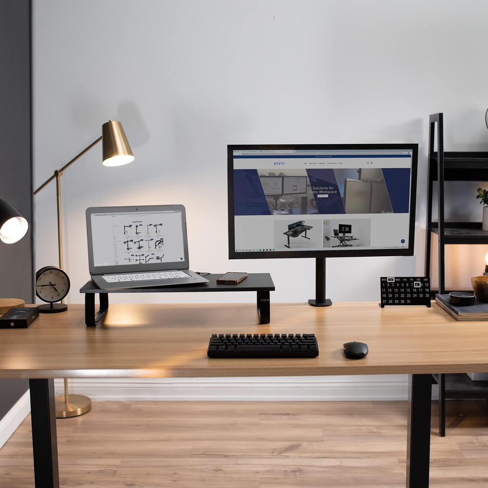 24 inch Monitor Stand, Wood & Steel Desktop Riser, Screen, Keyboard. Picture 8