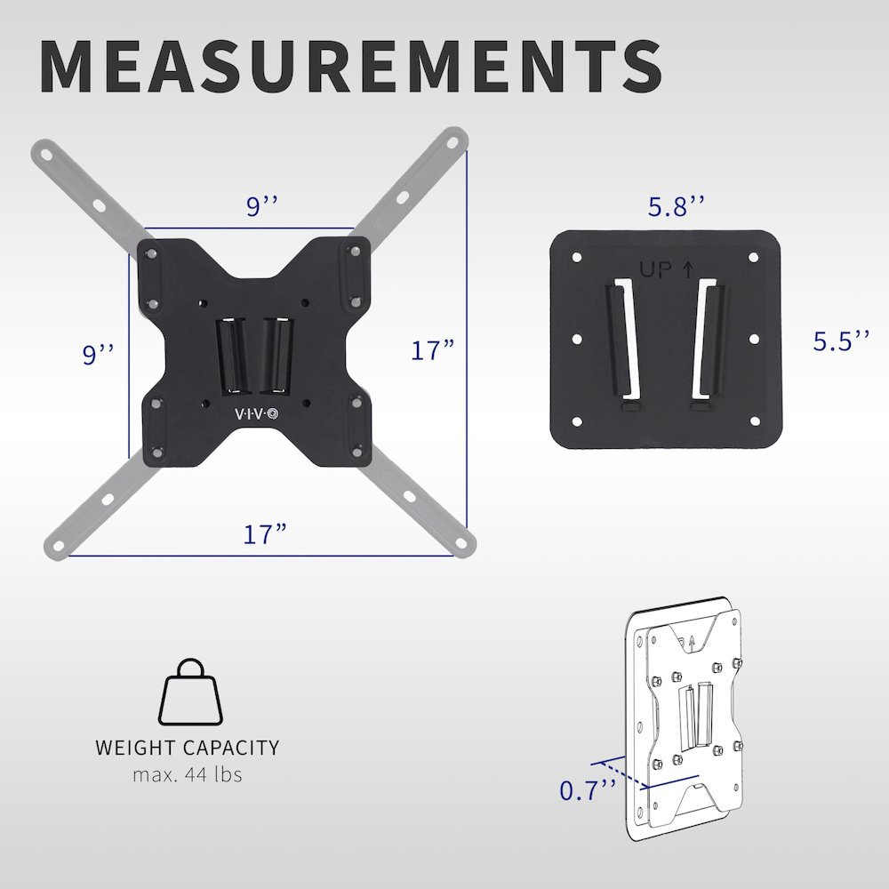 Large TV Mount, Max VESA 400x400, Holds up to 44 lbs. Picture 3