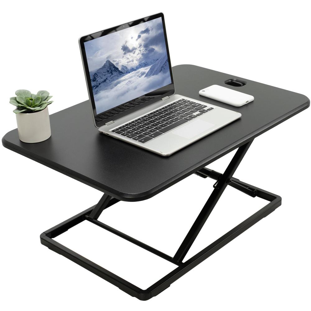 Ultra-Slim Single Top Height Adjustable Standing Desk Riser. Picture 1