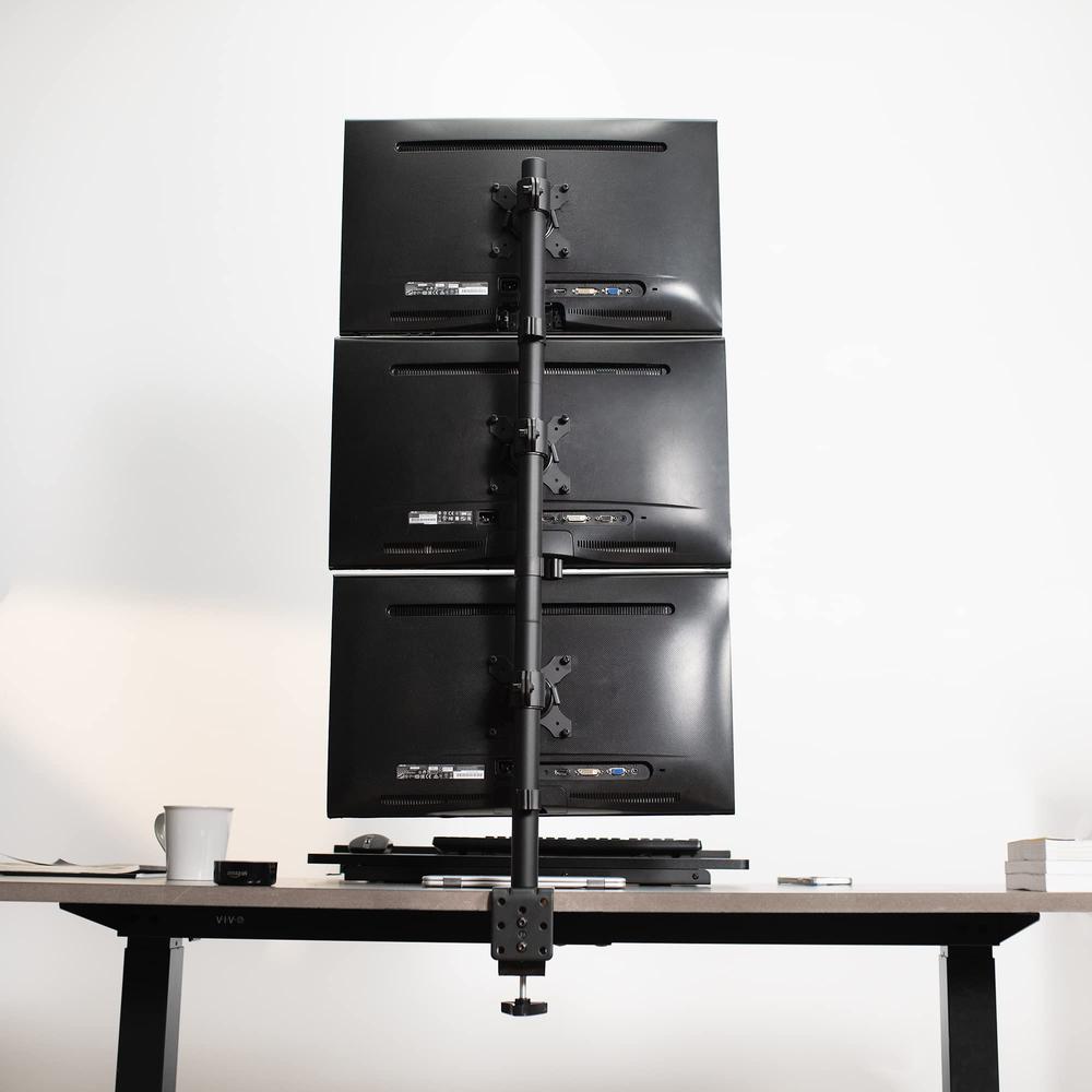 Triple LCD Monitor Desk Stand, Desktop Mount, Stacked Vertical 3 Screens. Picture 8