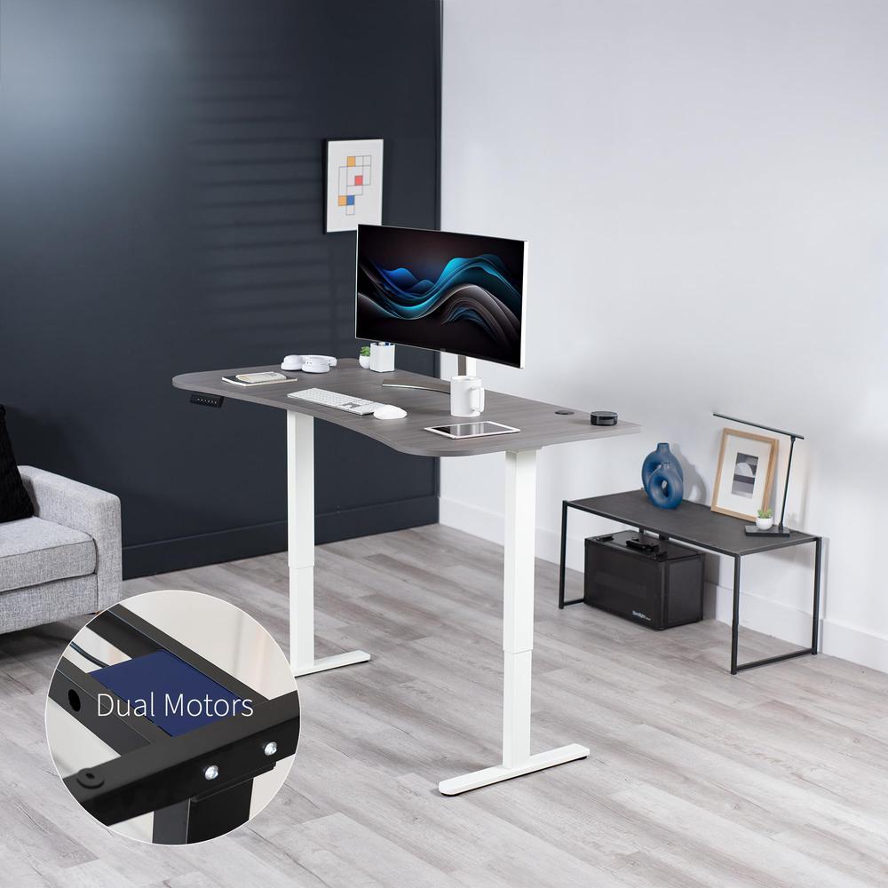Electric Height Adjustable 63 x 32 in Memory Stand Up Desk, Dark Gray Table Top. Picture 8