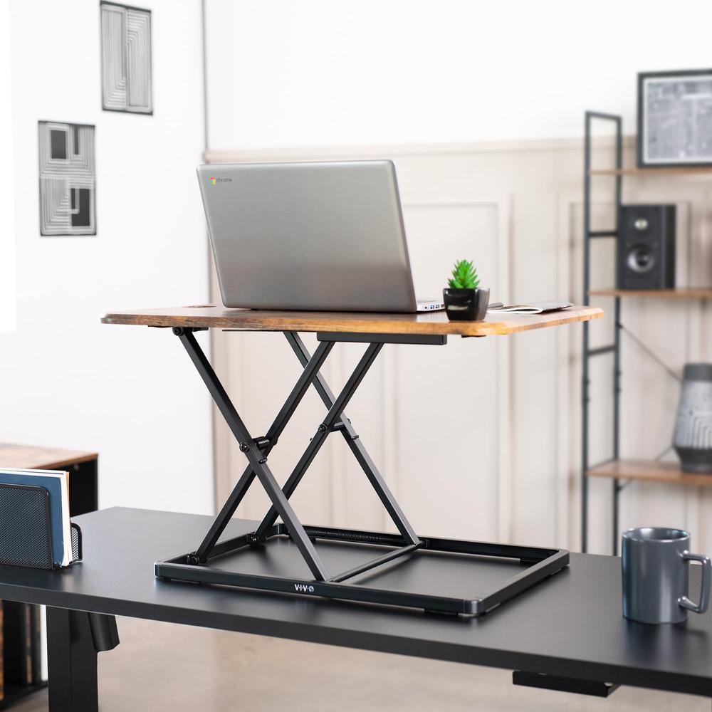Ultra-Slim Single Top Height Adjustable Standing Desk Riser. Picture 9