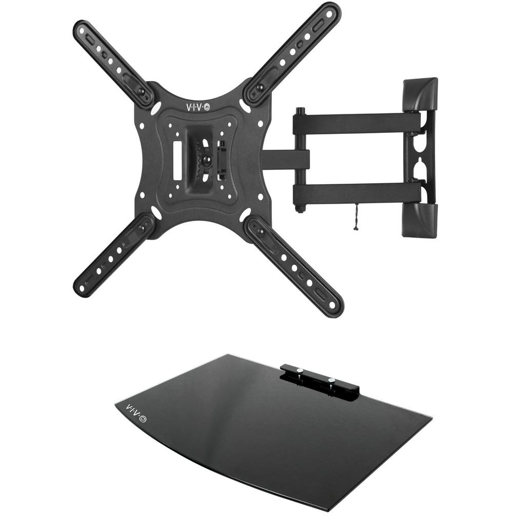 23 to 55 inch Screen TV Wall Mount with Adjustable Tilt and Entertainment Shelf. Picture 1