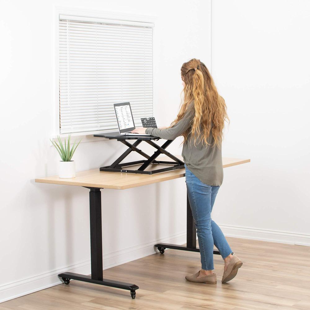 Single Top Height Adjustable 27 inch Standing Desk Converter. Picture 8