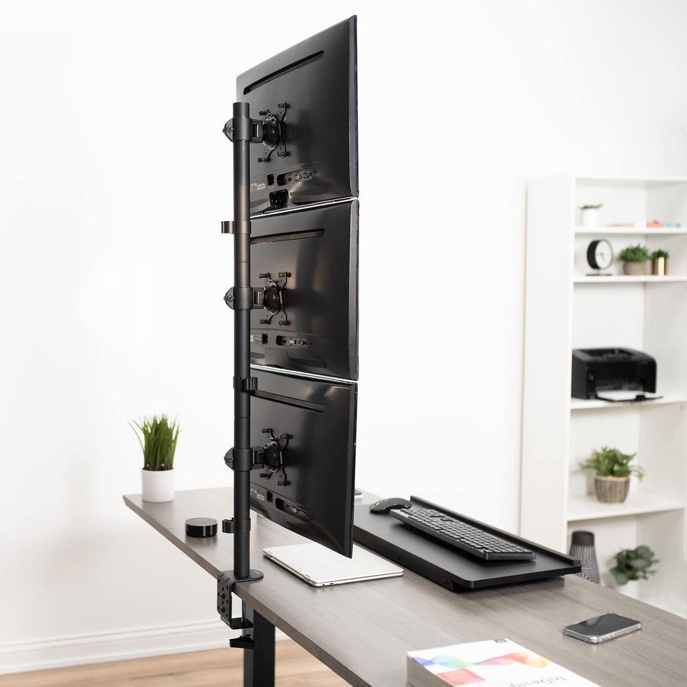 Triple LCD Monitor Desk Stand, Desktop Mount, Stacked Vertical 3 Screens. Picture 7