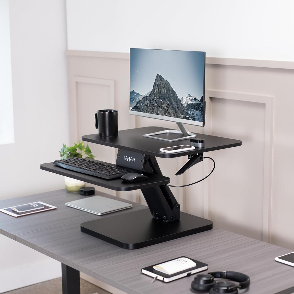Black Height Adjustable 25 inch Standing Desk Converter. Picture 2