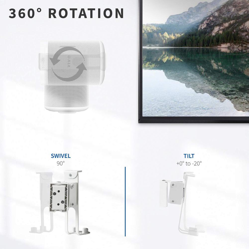 White Dual Wall Mount Brackets Designed for Sonos One, SL, and Play. Picture 4