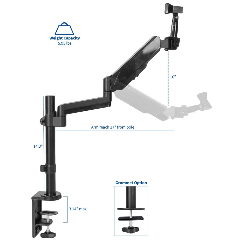 Black Height Adjustable Pneumatic Spring Microphone Counterbalance Arm Mount. Picture 2