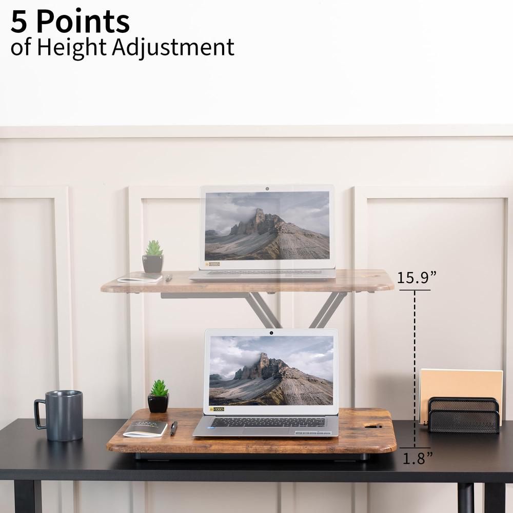 Ultra-Slim Single Top Height Adjustable Standing Desk Riser. Picture 3