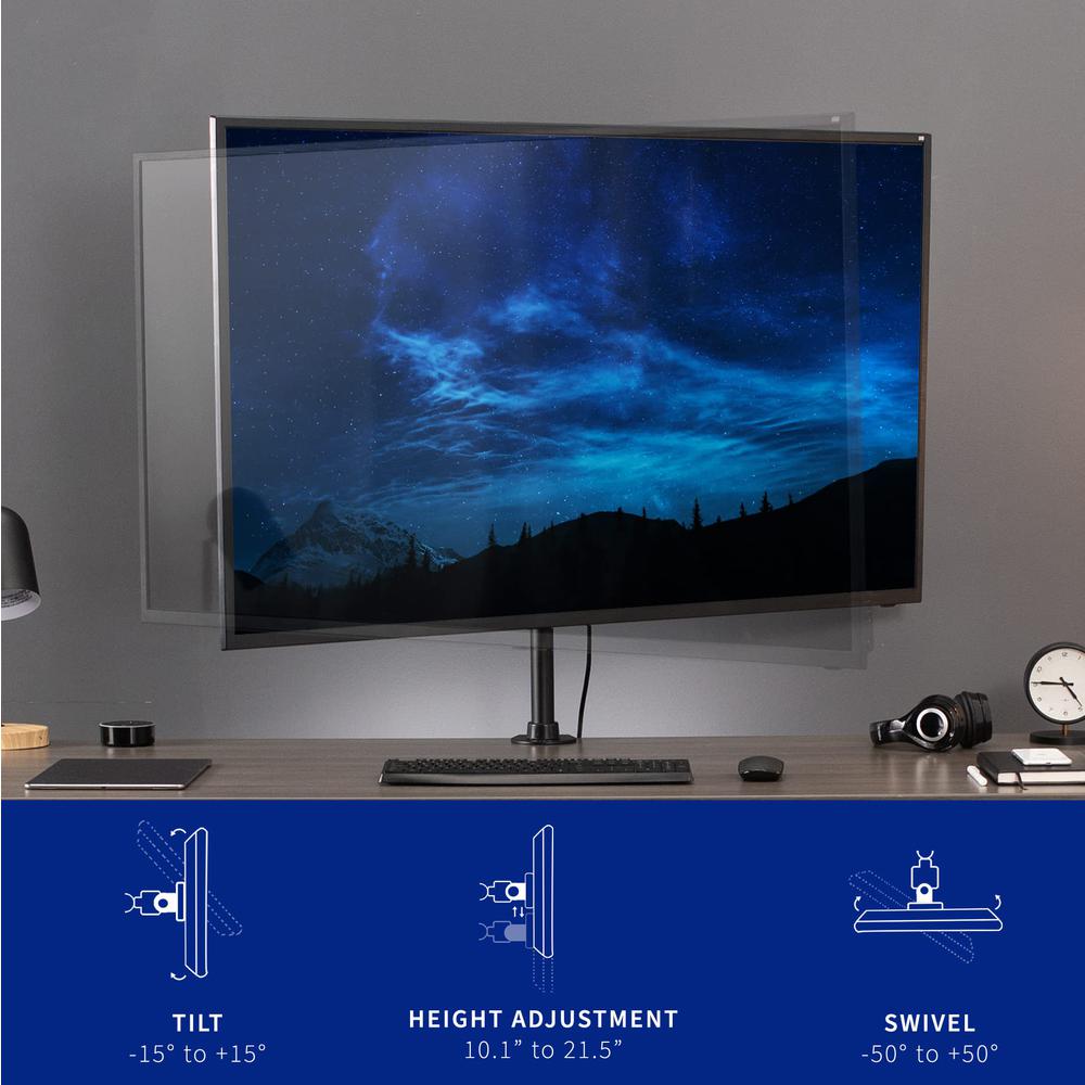 Black Ultra Wide Screen TV Desk Mount for up to 55 inch Screens. Picture 3