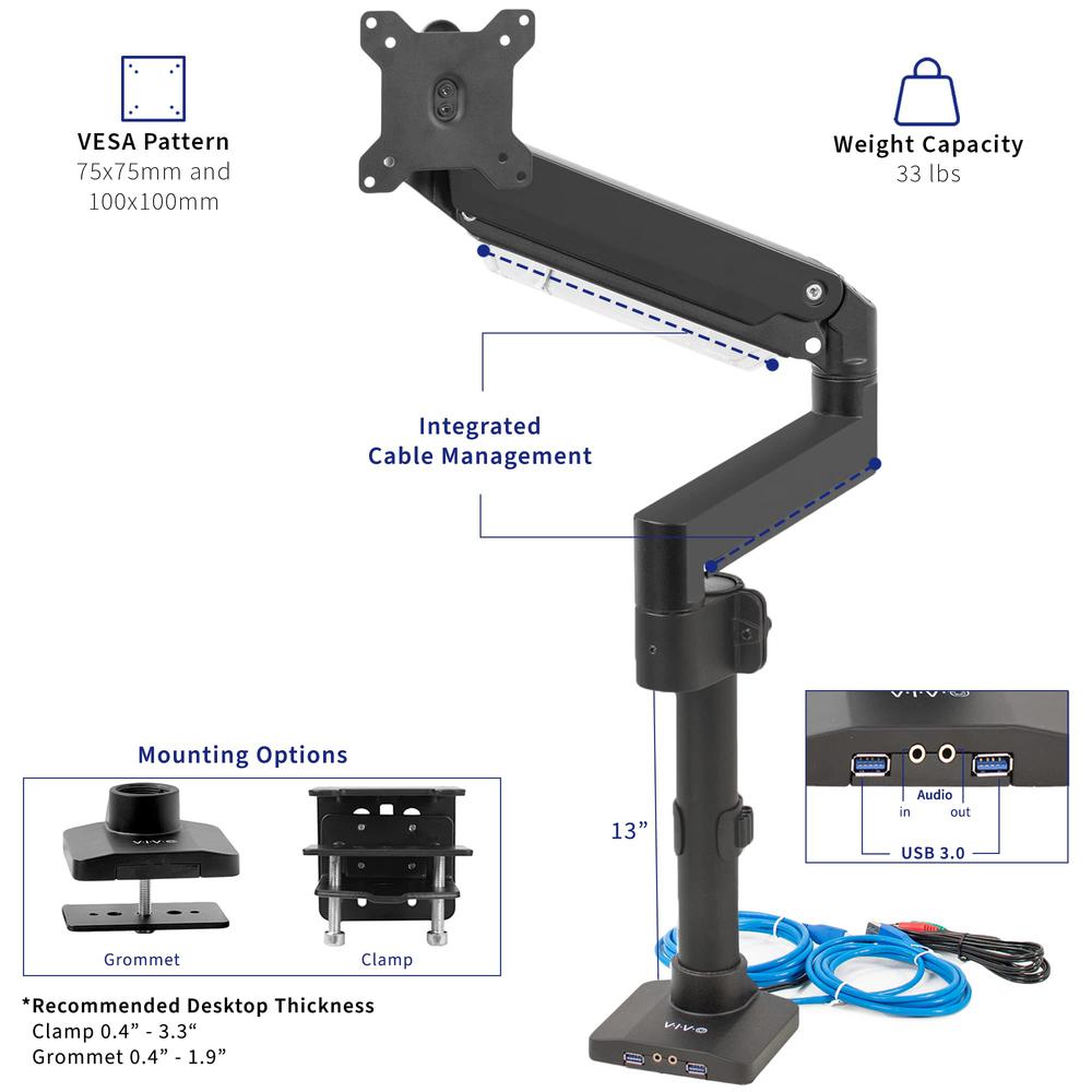 Premium Aluminum Tall Extended Monitor Arm for Ultrawide Monitors. Picture 4