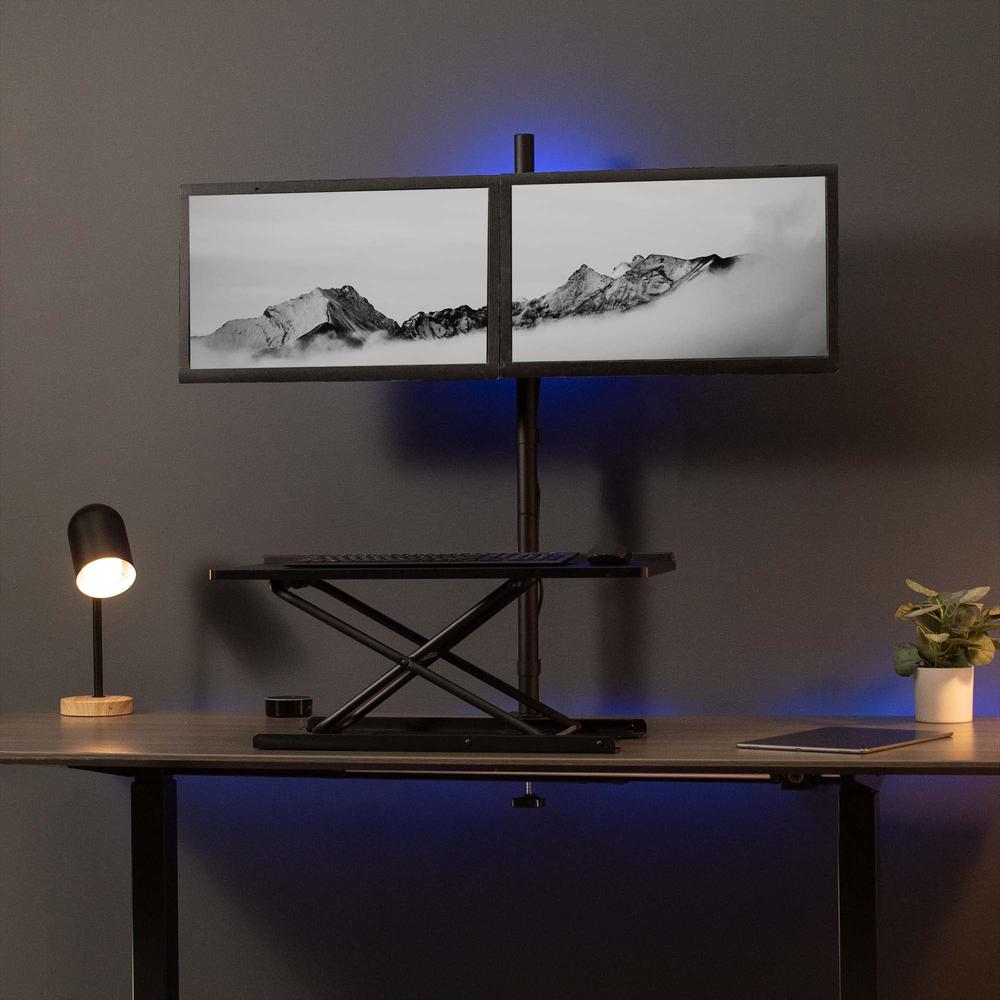 Dual Monitor Stand Up Desk Mount Extra Tall 39 inch Pole, Fully Adjustable Stand. Picture 8