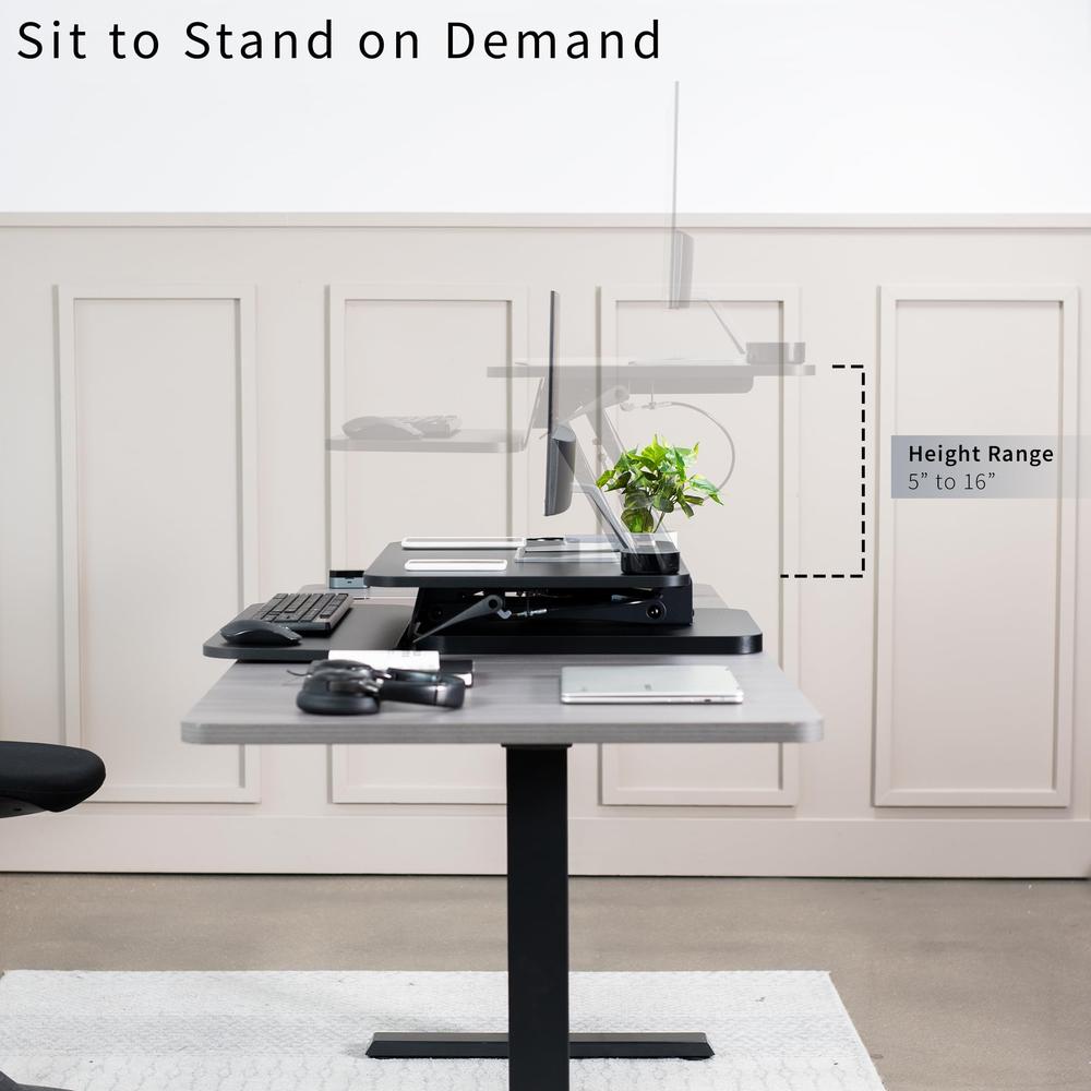 Black Height Adjustable 25 inch Standing Desk Converter. Picture 3