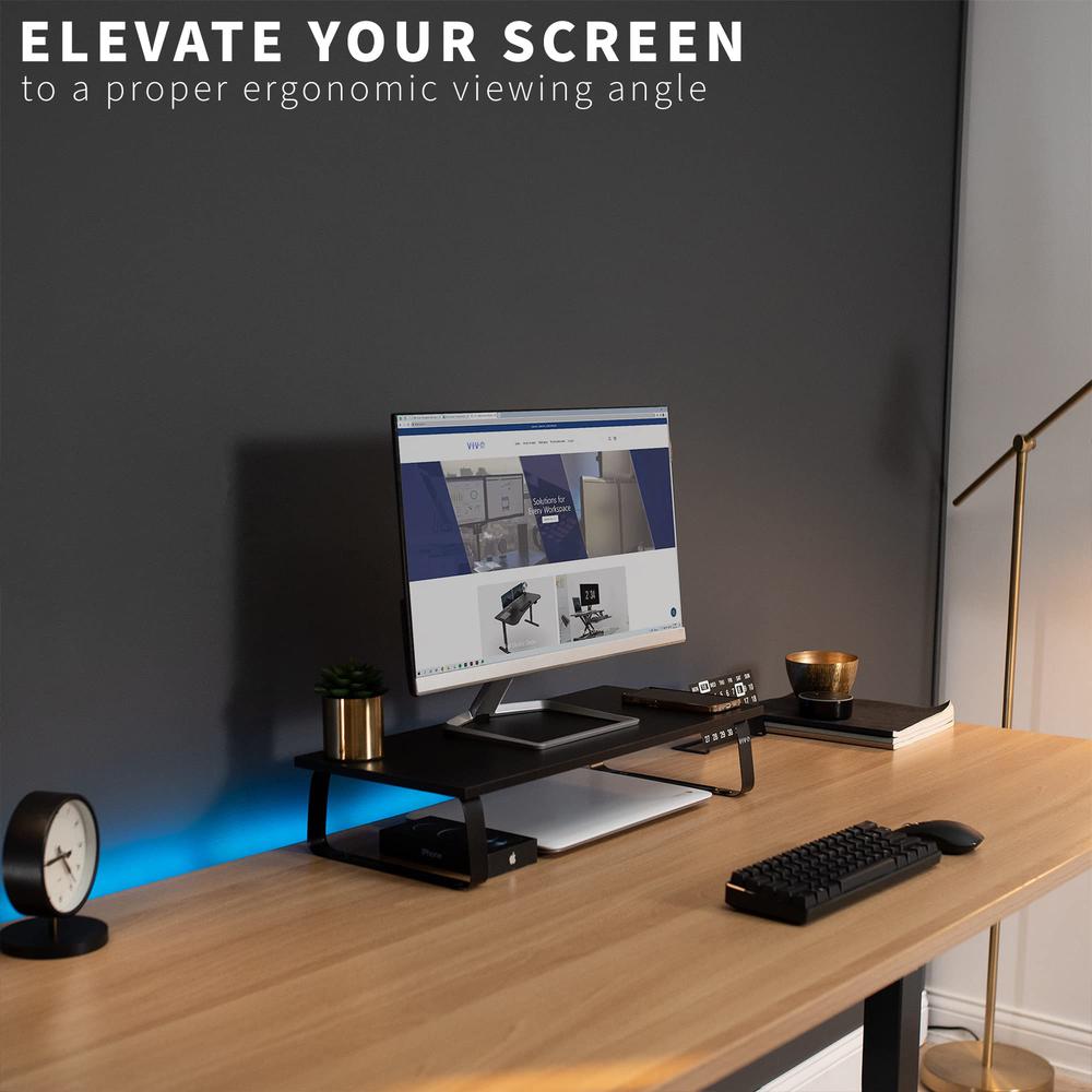 24 inch Monitor Stand, Wood & Steel Desktop Riser, Screen, Keyboard. Picture 7