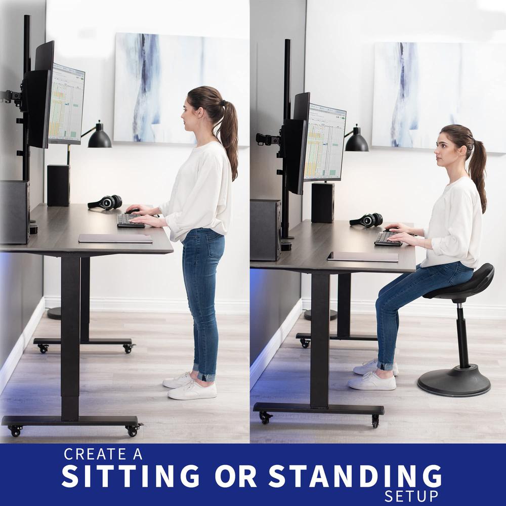 Dual Monitor Stand Up Desk Mount Extra Tall 39 inch Pole, Fully Adjustable Stand. Picture 5
