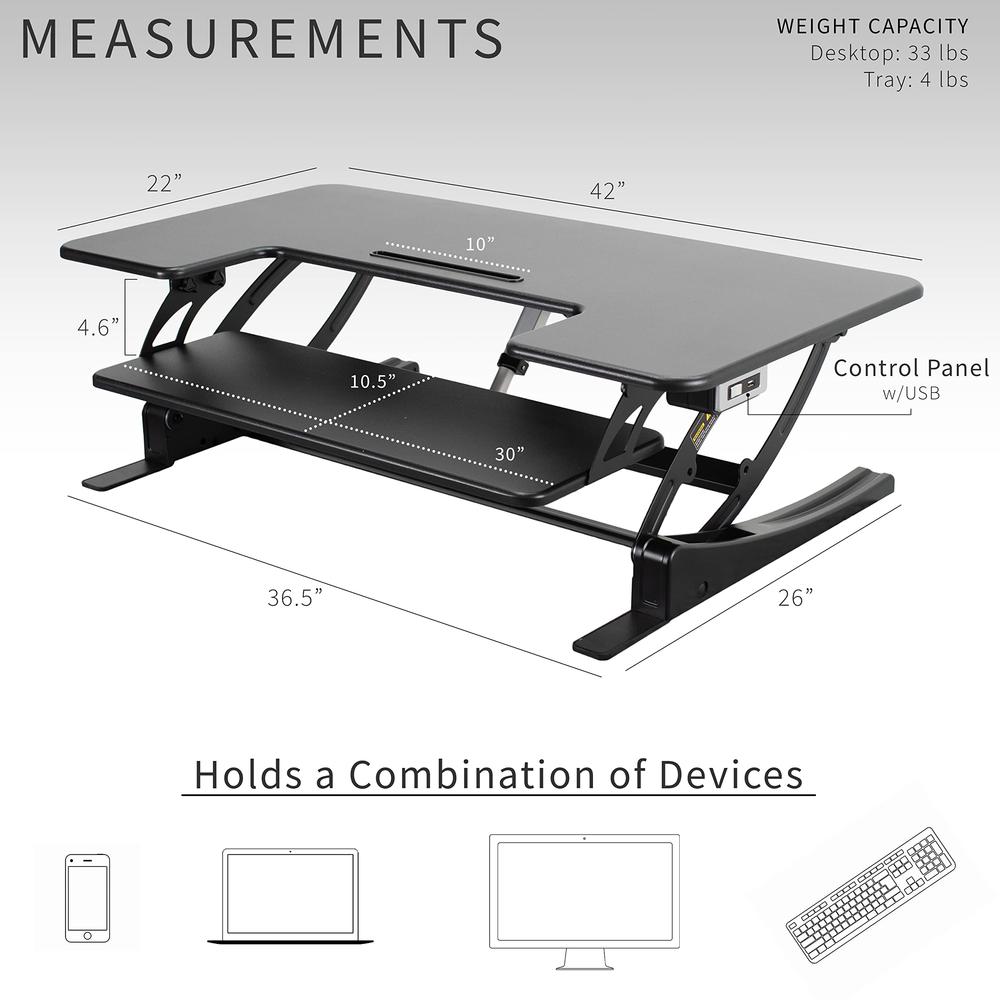 42 inch Electric Height Adjustable Stand Up Desk Converter, VE Series. Picture 4