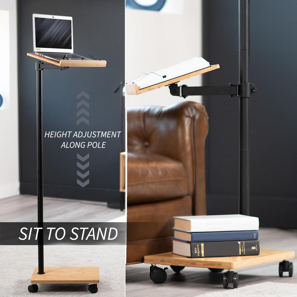 16 inch Mobile Bamboo Book Stand for Hands Free Reading, Rolling Lectern. Picture 5