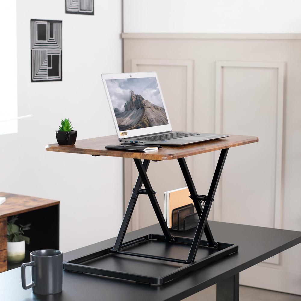 Ultra-Slim Single Top Height Adjustable Standing Desk Riser. Picture 2