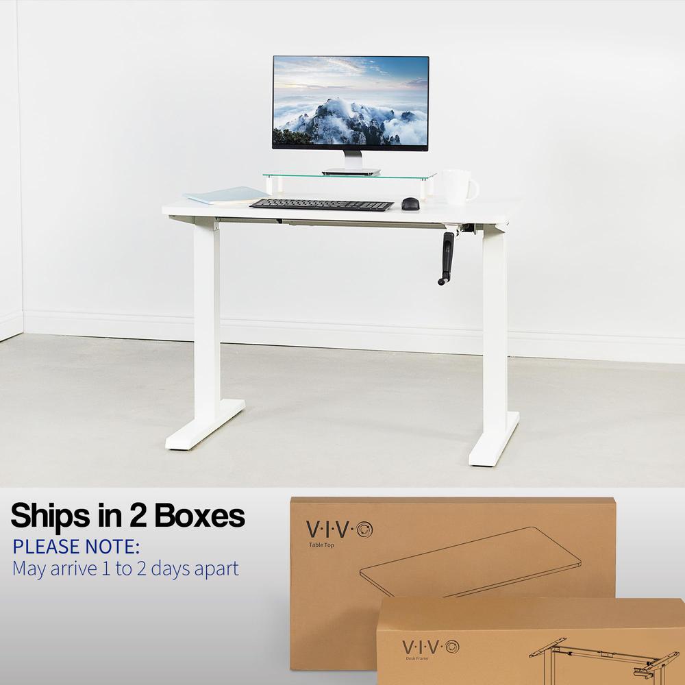 Manual Height Adjustable 43 x 24 inch Stand Up Desk, White. Picture 3