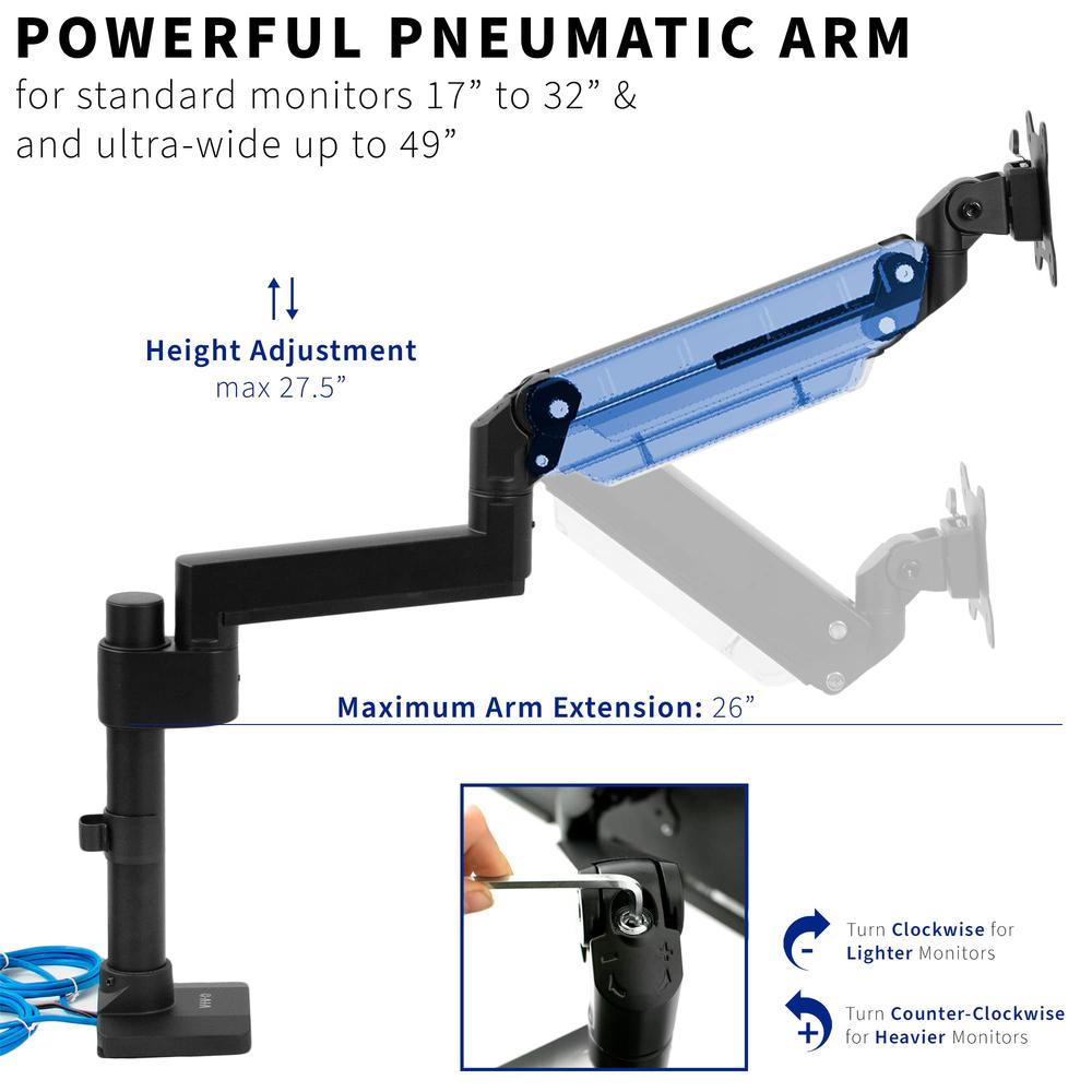 Premium Aluminum Tall Extended Monitor Arm for Ultrawide Monitors. Picture 3