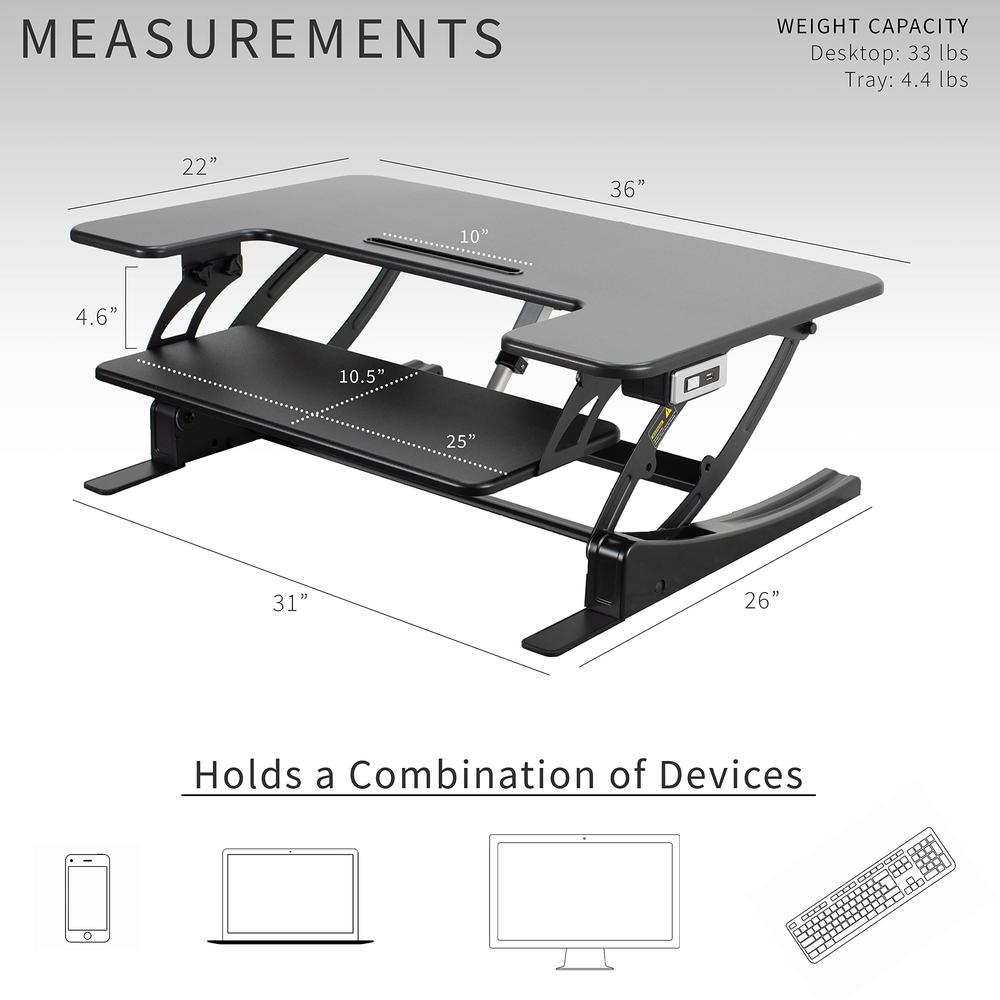 36 inch Electric Height Adjustable Stand Up Desk Converter, VE Series. Picture 4