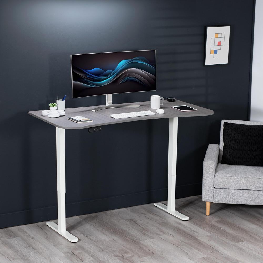 Electric Height Adjustable 63 x 32 in Memory Stand Up Desk, Dark Gray Table Top. Picture 9