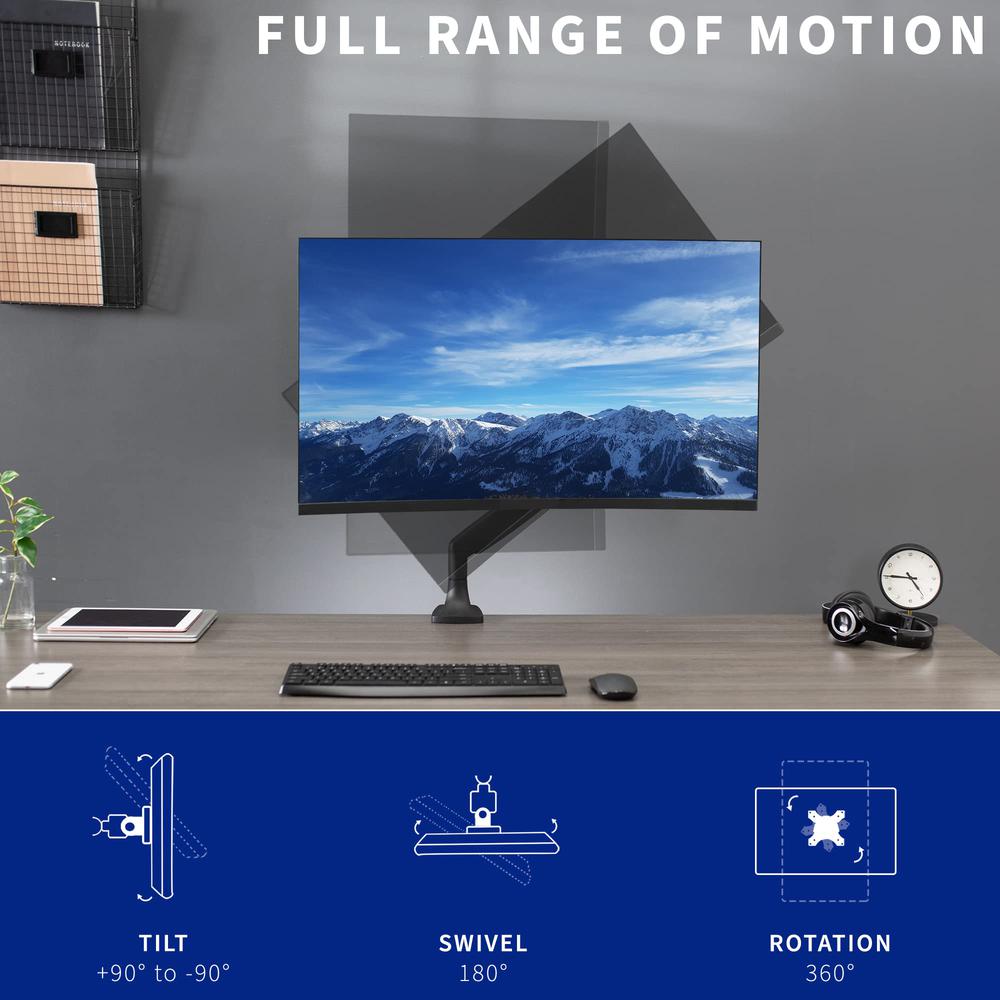 Premium Aluminum Height Adjustable Single Monitor Articulating Desk Mount. Picture 7