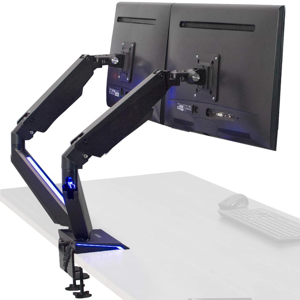 Premium Dual 17 to 32 inch Gaming Pneumatic Monitor Arms Clamp. Picture 1