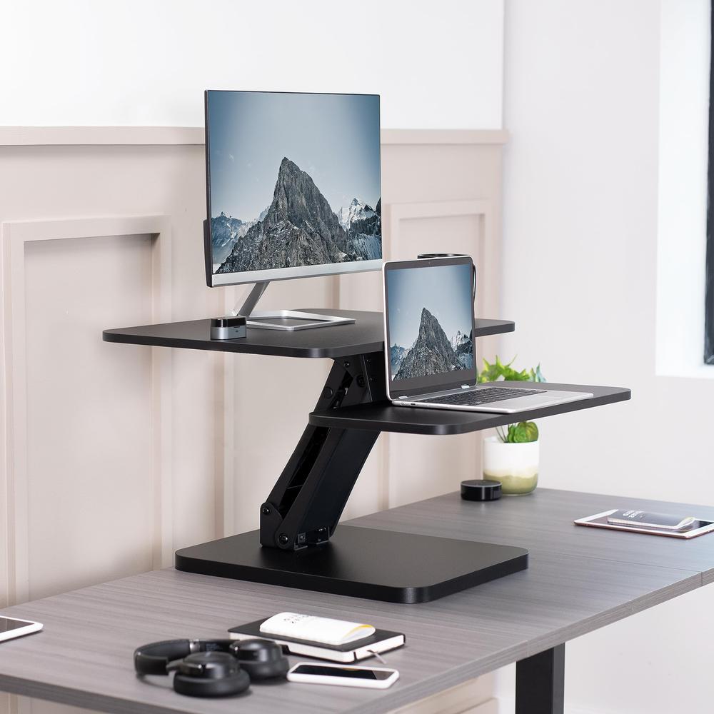 Black Height Adjustable 25 inch Standing Desk Converter. Picture 9