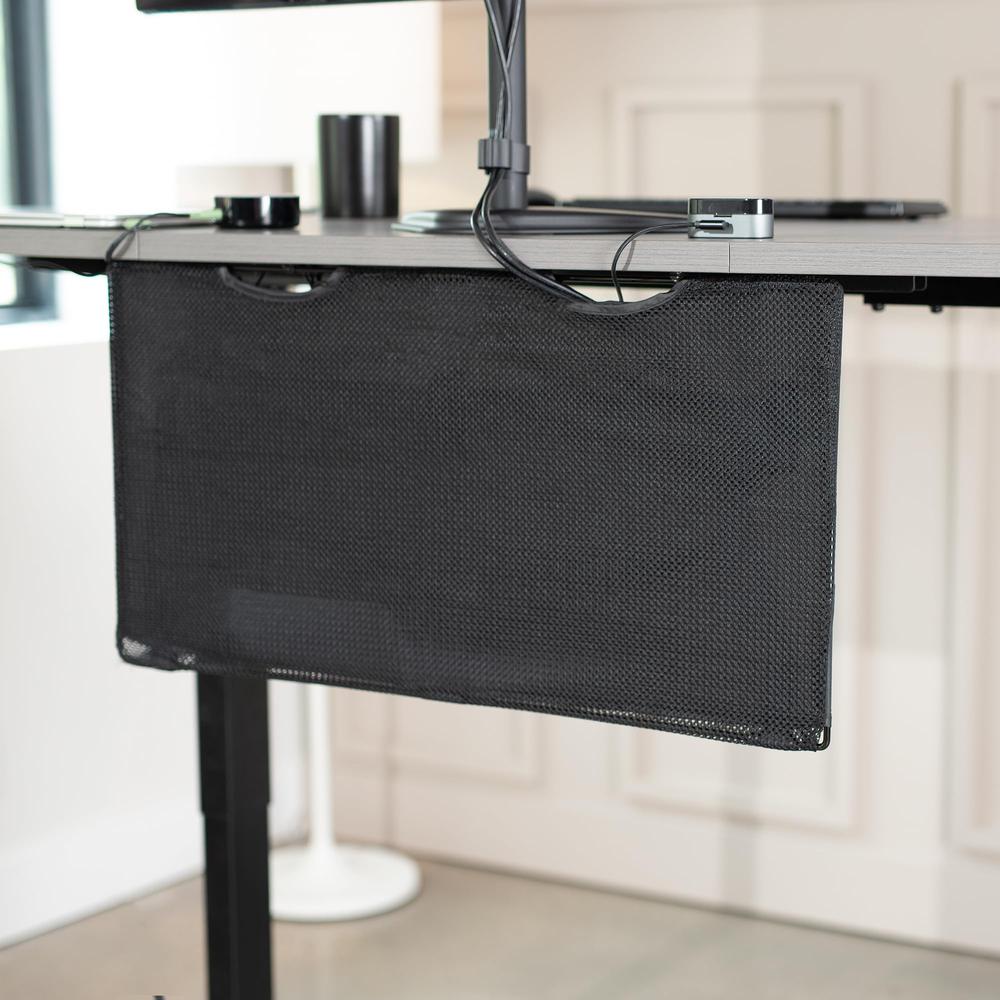 Black 30 inch Under Desk Privacy and Cable Management Organizer Sleeve. Picture 2