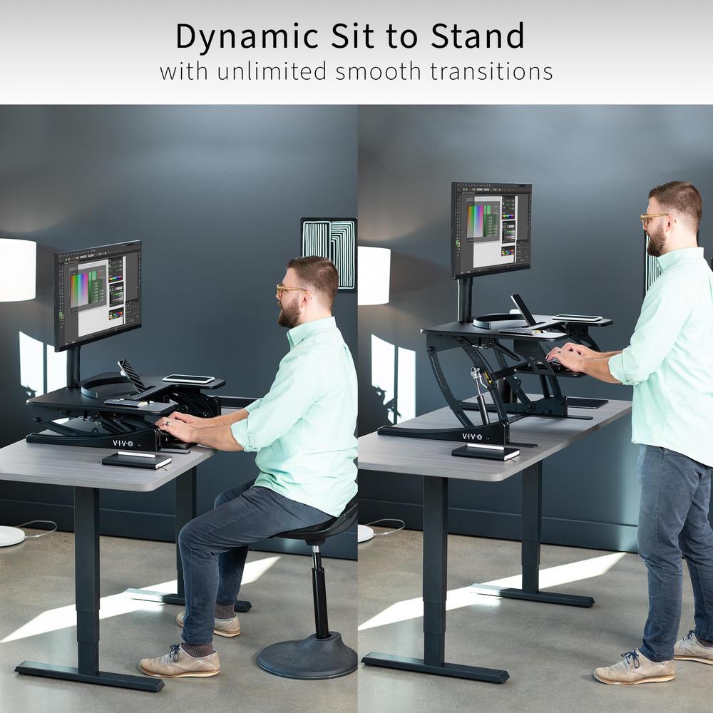 32 inch Height Adjustable Stand Up Desk Converter, V Series. Picture 4