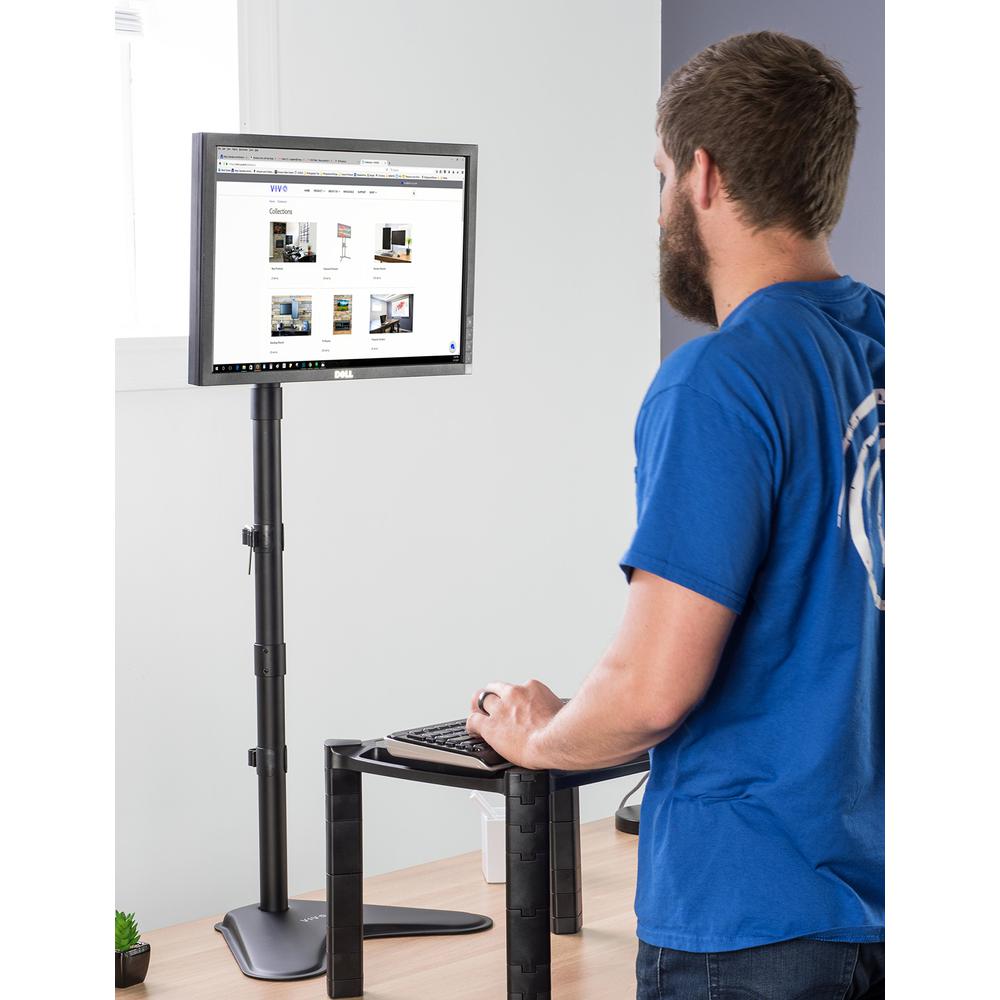 Extra Tall Single LCD Computer Monitor Free-Standing Adjustable Desk Stand. Picture 5