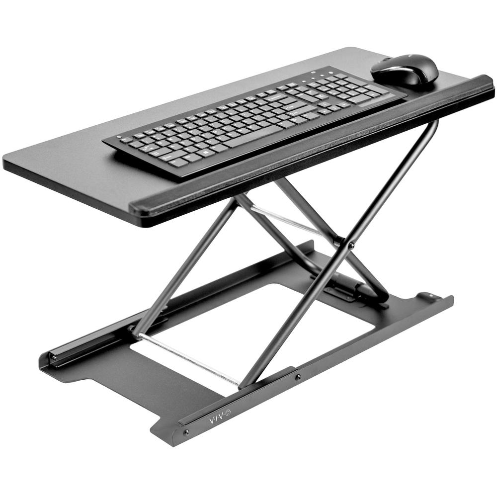 Black Single Top 27 inch Heavy-Duty Scissors Lift Keyboard and Mouse Riser. Picture 1