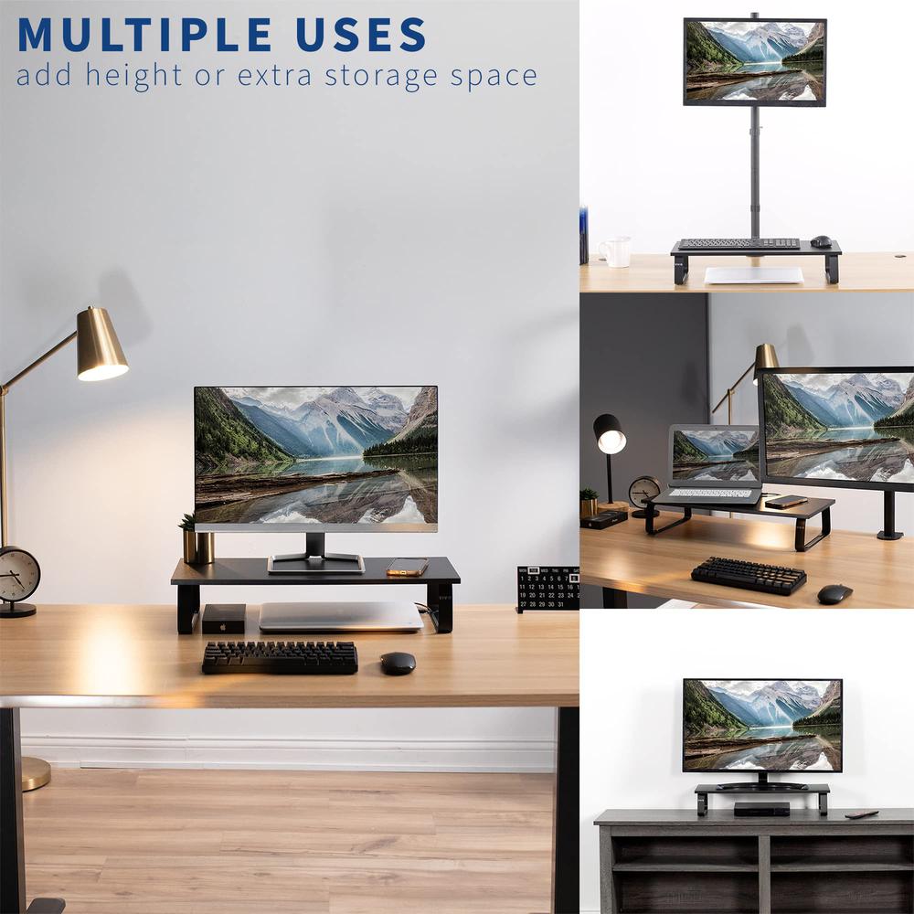 24 inch Monitor Stand, Wood & Steel Desktop Riser, Screen, Keyboard. Picture 6