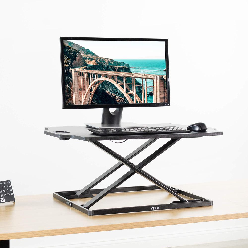 Single Top Height Adjustable 27 inch Standing Desk Converter. Picture 5