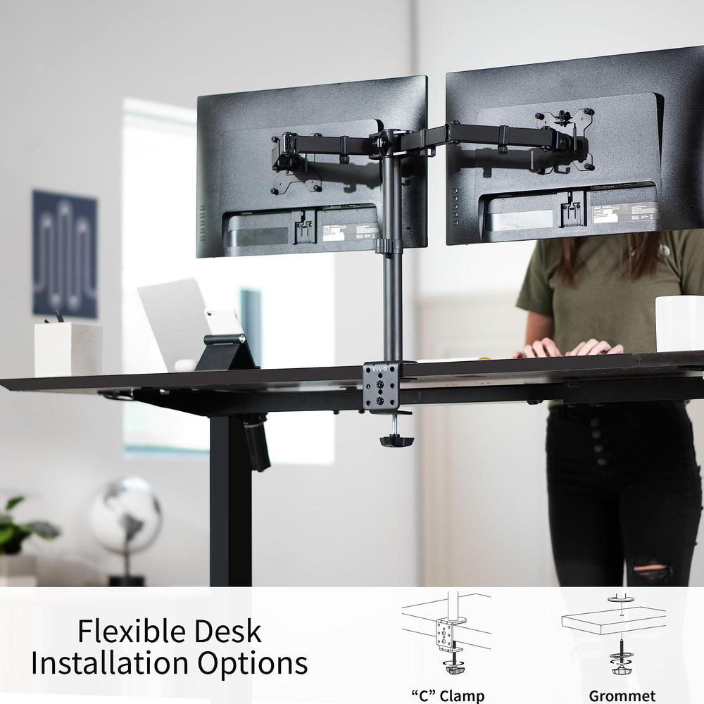 Dual Monitor Desk Mount, Heavy Duty Fully Adjustable Steel Stand. Picture 5