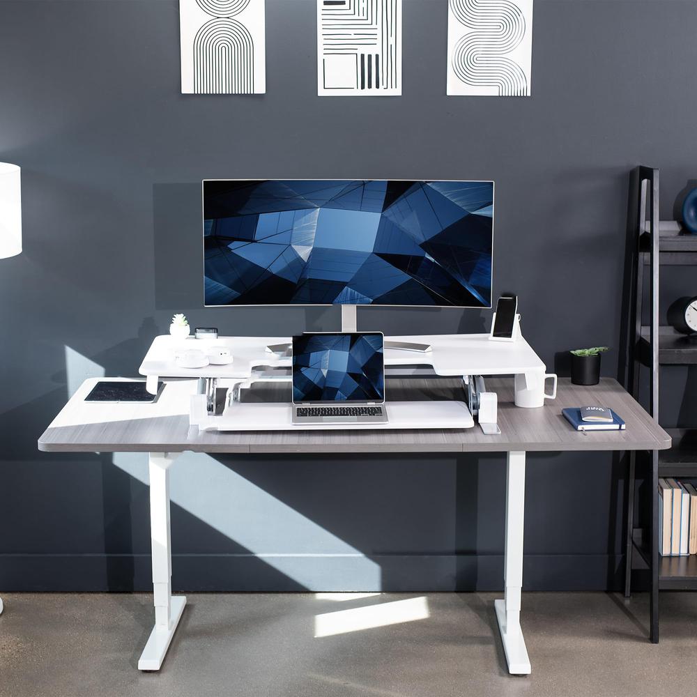 48 inch Height Adjustable Large Stand Up Desk Converter, V Series. Picture 7