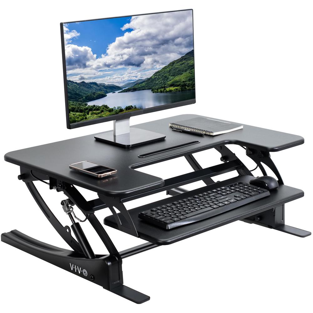 32 inch Height Adjustable Stand Up Desk Converter, V Series. Picture 1