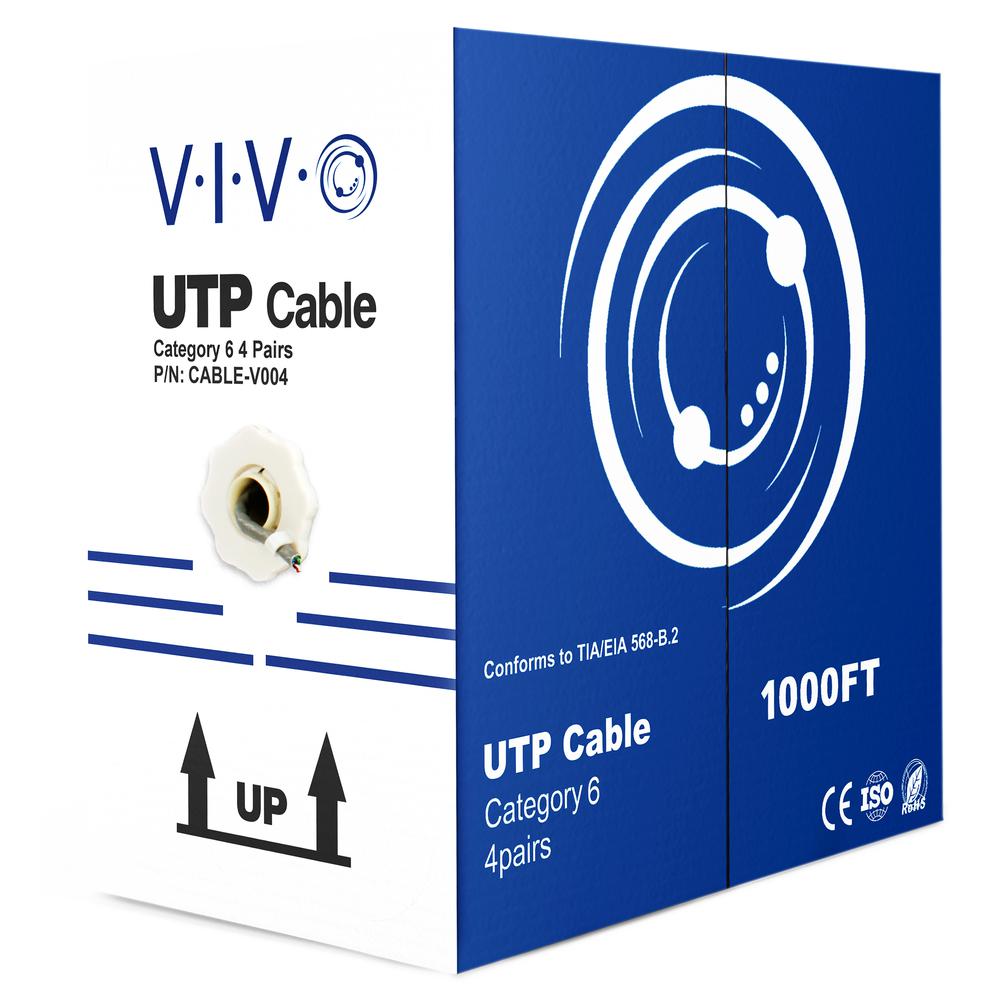 VIVO Gray 1,000ft Bulk Cat6, CCA Ethernet Cable, 23 AWG, UTP Pull Box, Cat-6 Wire, Indoor, Network Installations CABLE-V004. Picture 1