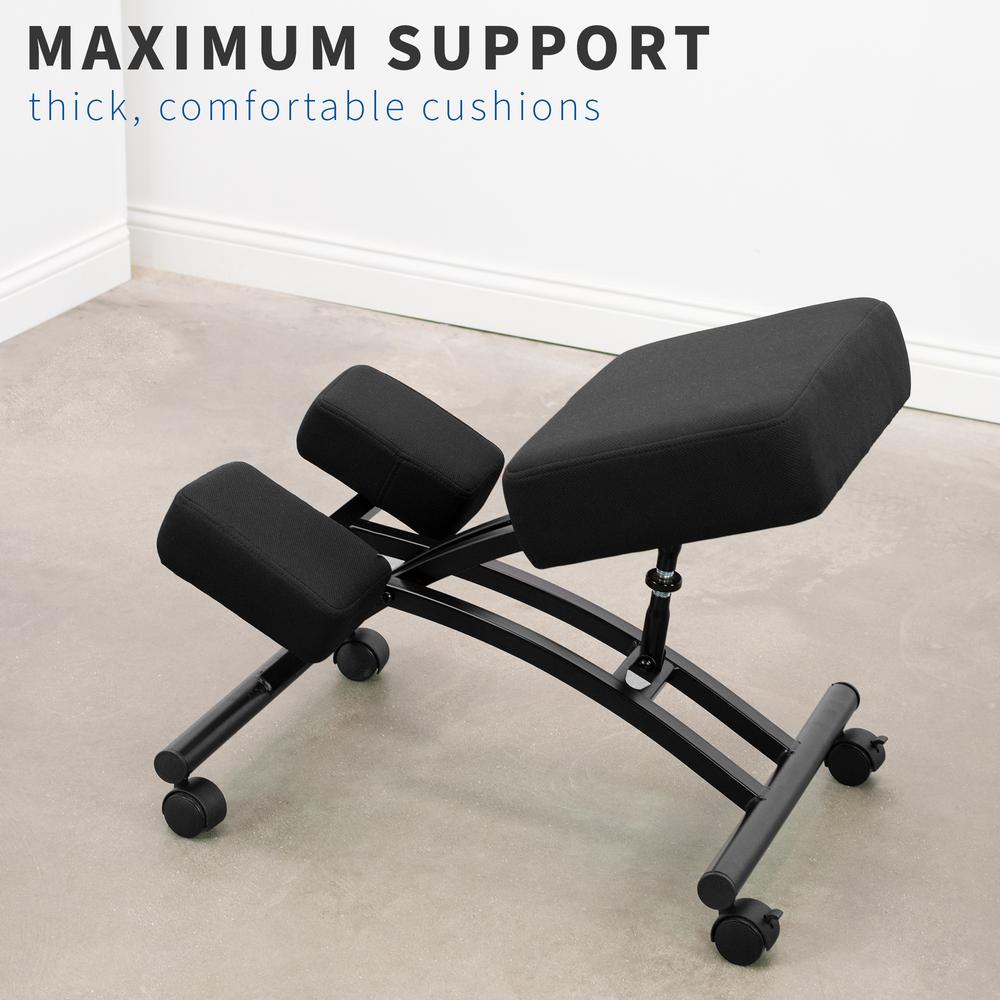 VIVO Kneeling Chair with Wheels, Adjustable Ergonomic Stool for Home and Office, Mobile Angled Posture Seat, Steel Frame & Black Cushions, CHAIR-K05B. Picture 8