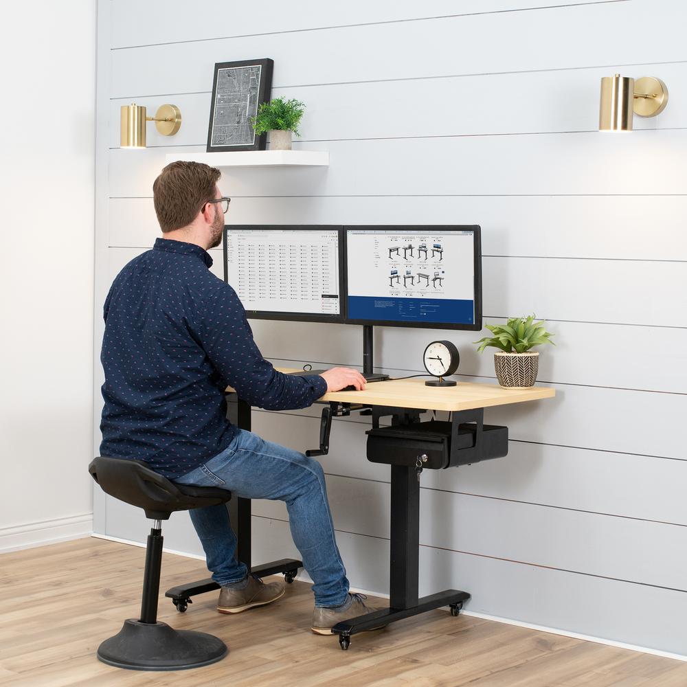 VIVO 13 inch Secure Under Desk Mounted Pull-Out Drawer for Office Desk, Lockable Sliding Storage Organizer for Sit Stand Workstation, Black, DESK-AC03L-B. Picture 2
