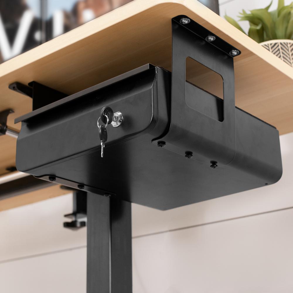 VIVO 13 inch Secure Under Desk Mounted Pull-Out Drawer for Office Desk, Lockable Sliding Storage Organizer for Sit Stand Workstation, Black, DESK-AC03L-B. Picture 5
