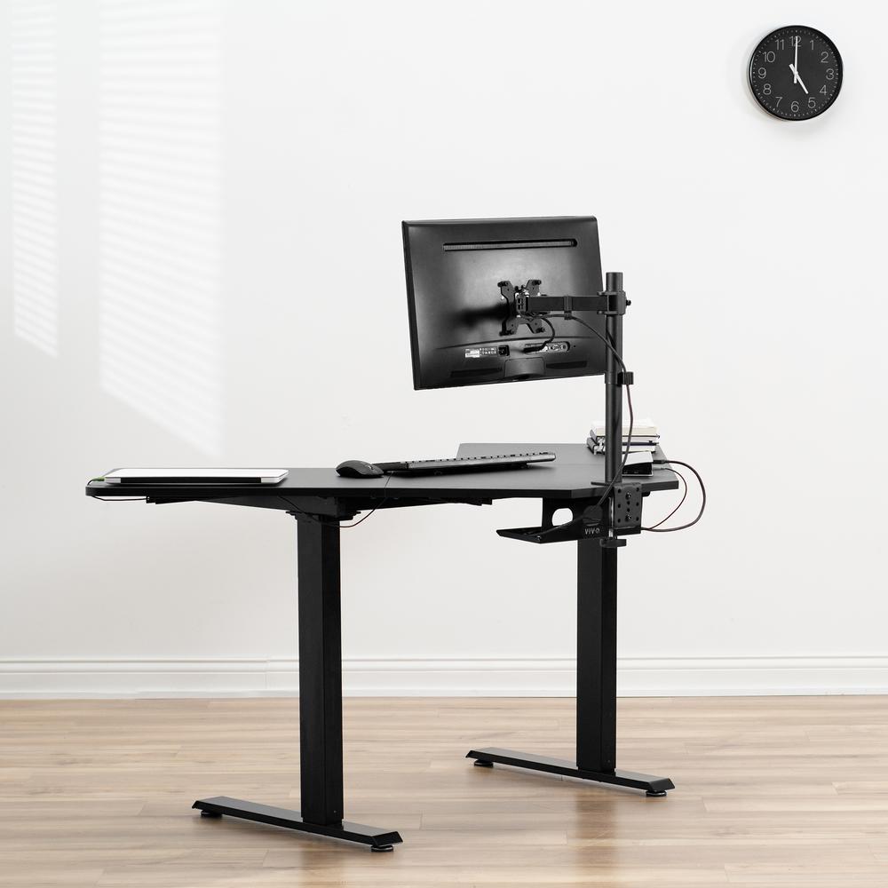 VIVO Electric Height Adjustable 47 x 47 inch Corner Stand Up Desk, Black 3-Piece Table Top, Black Frame, Complete Standing Workstation, DESK-E1L94B. Picture 8