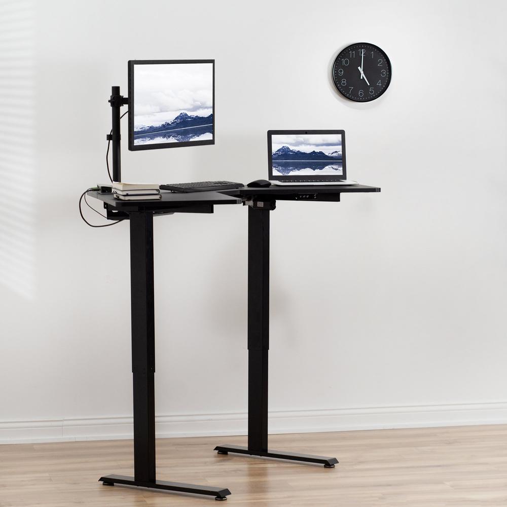 VIVO Electric Height Adjustable 47 x 47 inch Corner Stand Up Desk, Black 3-Piece Table Top, Black Frame, Complete Standing Workstation, DESK-E1L94B. Picture 18