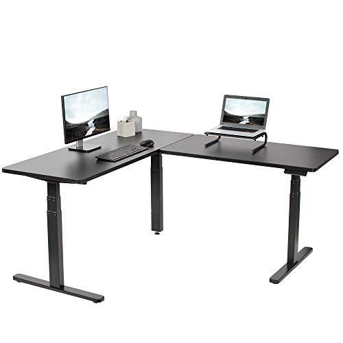 VIVO Electric Height Adjustable 67 x 60 inch Corner Stand Up Desk, Black Solid One-Piece Table Tops, Black Frame, L-Shaped Standing Workstation, DESK-KIT-3E6B. Picture 10