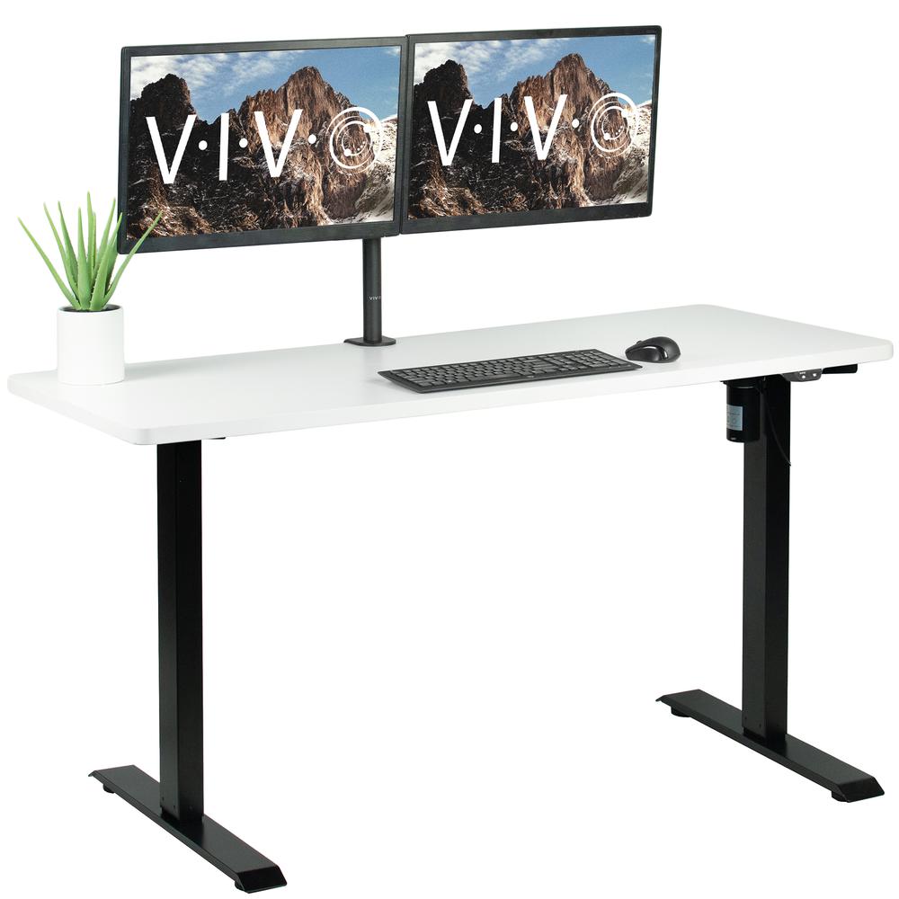 VIVO Electric Height Adjustable 60 x 24 inch Stand Up Desk, White Solid One-Piece Table Top, Black Frame Standing Workstation, Home & Office Furniture Sets, DESK-KIT-B06W. The main picture.