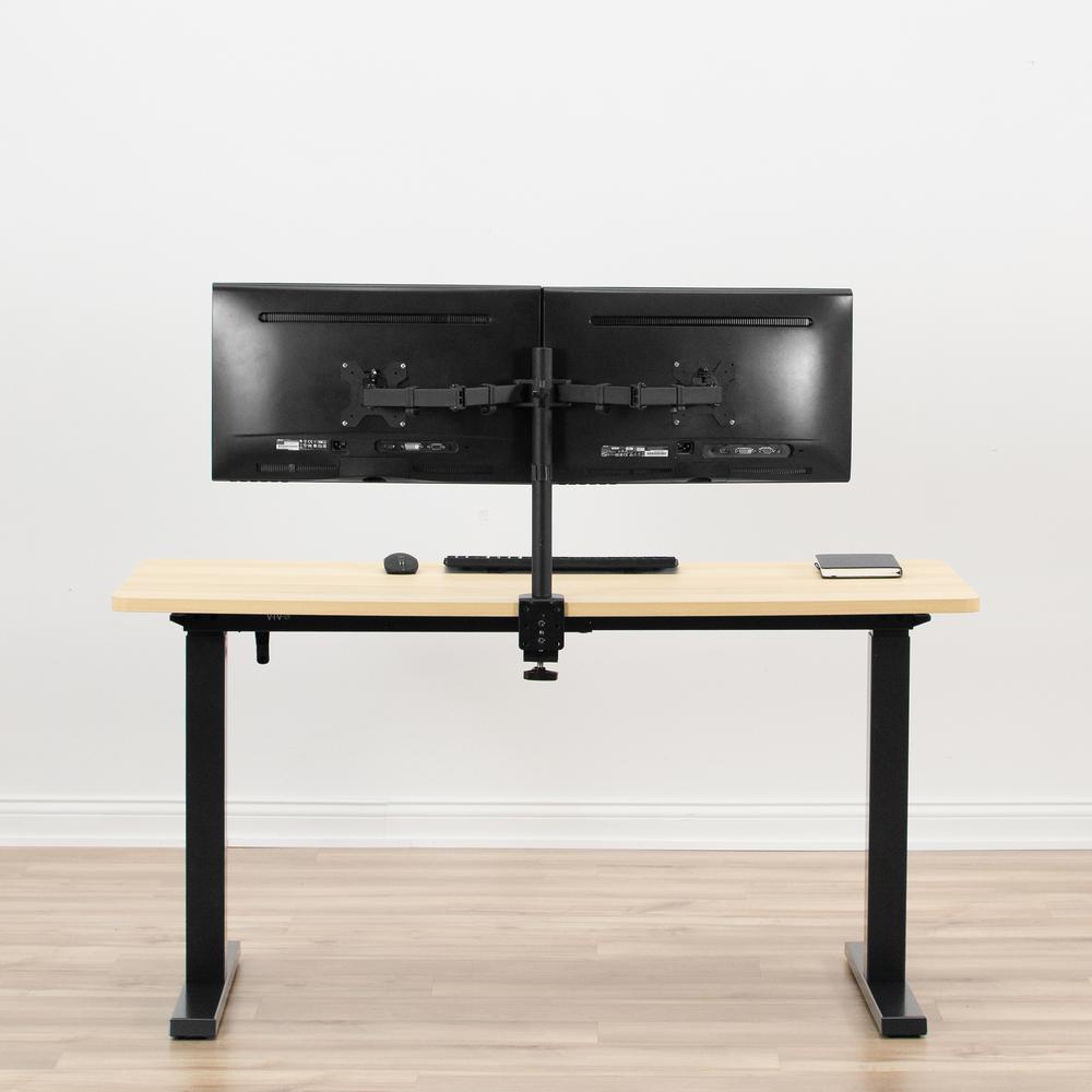 VIVO Manual Height Adjustable 60 x 24 inch Stand Up Desk, Light Wood Solid One-Piece Table Top, Black Frame, Standing Workstation with Foldable Handle, DESK-KIT-MB6C. Picture 2
