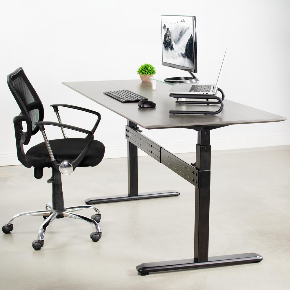 VIVO Black Universal Steel Clamp-on Desk Stabilizer Bar, Bracket Support System for Sit to Stand Desk Frames, DESK-STB01B. Picture 7